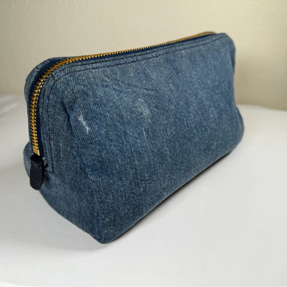 Prada Blue Denim Triangle Logo Pouch with Gold Hardware - Picture 5 of 16